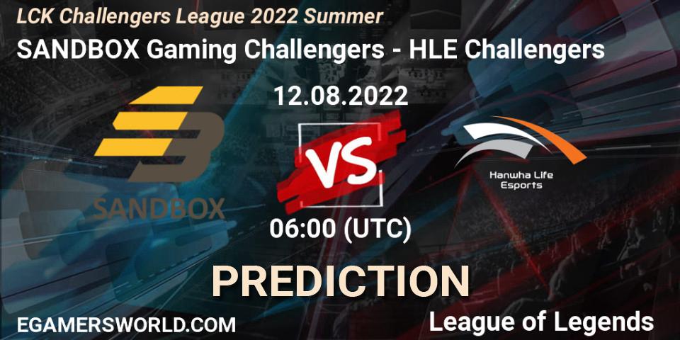 SANDBOX Gaming Challengers vs HLE Challengers: Match Prediction. 12.08.22, LoL, LCK Challengers League 2022 Summer