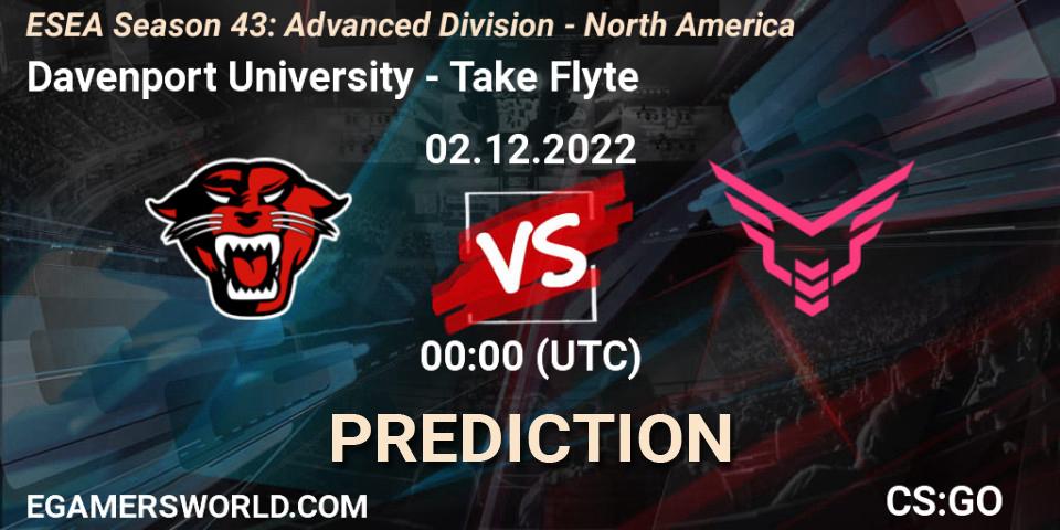 Davenport University vs Take Flyte: Match Prediction. 02.12.22, CS2 (CS:GO), ESEA Season 43: Advanced Division - North America