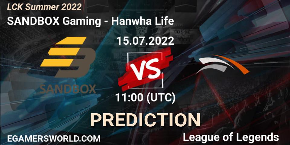 SANDBOX Gaming vs Hanwha Life: Match Prediction. 15.07.22, LoL, LCK Summer 2022