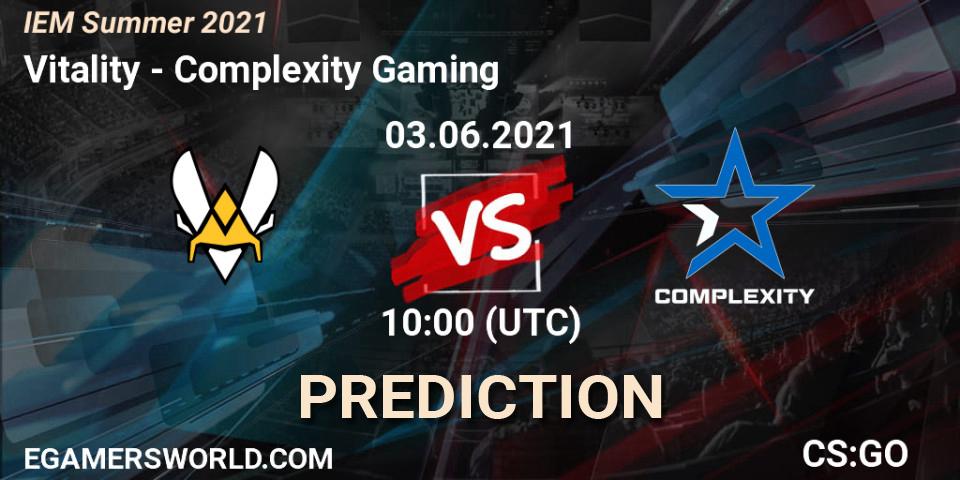 Vitality vs Complexity Gaming: Match Prediction. 03.06.2021 at 10:00, Counter-Strike (CS2), IEM Summer 2021