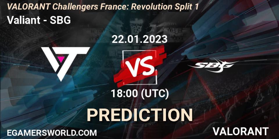 Valiant vs SBG: Match Prediction. 22.01.2023 at 18:00, VALORANT, VALORANT Challengers 2023 France: Revolution Split 1