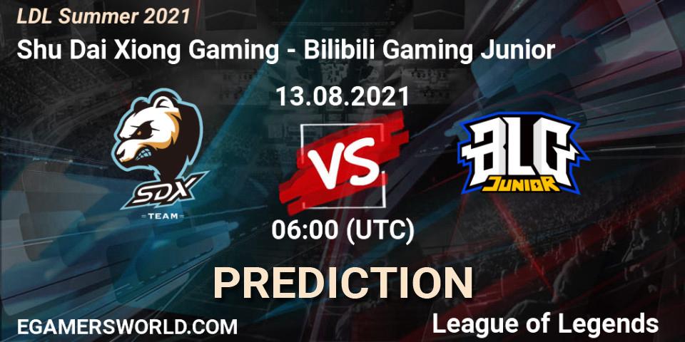 Shu Dai Xiong Gaming vs Bilibili Gaming Junior: Match Prediction. 13.08.2021 at 06:00, LoL, LDL Summer 2021