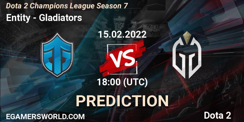 Entity vs Gladiators: Match Prediction. 15.02.2022 at 18:00, Dota 2, Dota 2 Champions League 2022 Season 7