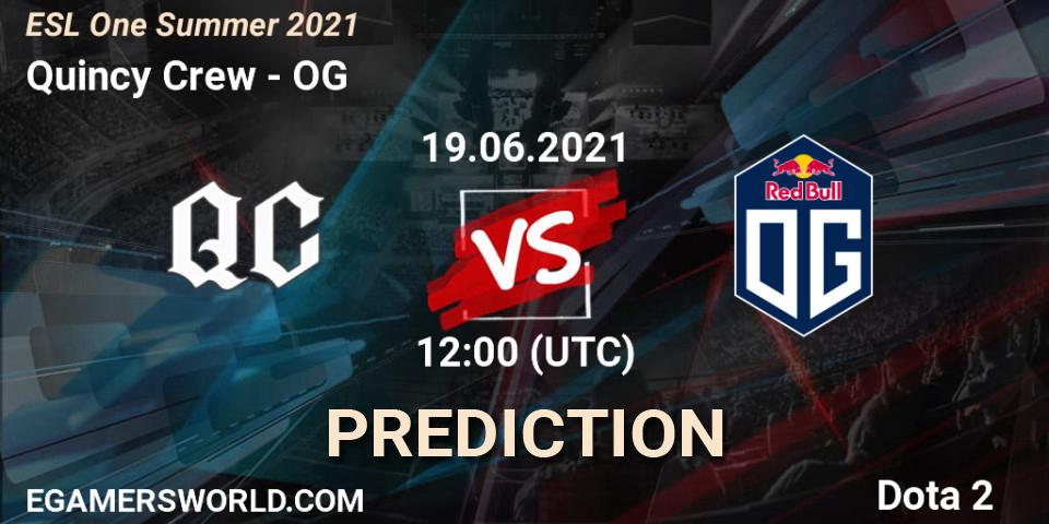 Quincy Crew vs OG: Match Prediction. 19.06.2021 at 11:55, Dota 2, ESL One Summer 2021