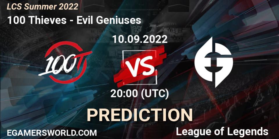 100 Thieves vs Evil Geniuses: Match Prediction. 10.09.22, LoL, LCS Summer 2022