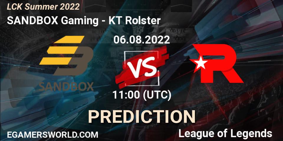 SANDBOX Gaming vs KT Rolster: Match Prediction. 06.08.22, LoL, LCK Summer 2022