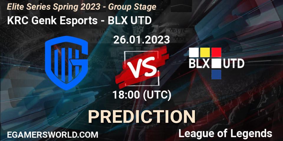 KRC Genk Esports vs BLX UTD: Match Prediction. 26.01.2023 at 18:00, LoL, Elite Series Spring 2023 - Group Stage