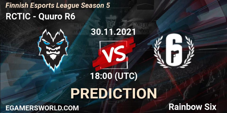 RCTIC vs Quuro R6: Match Prediction. 30.11.2021 at 18:00, Rainbow Six, Finnish Esports League Season 5