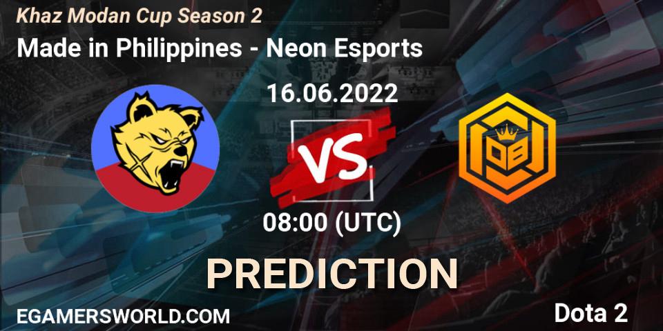 Made in Philippines vs Neon Esports: Match Prediction. 23.06.2022 at 10:01, Dota 2, Khaz Modan Cup Season 2