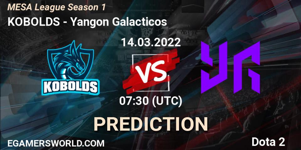 KOBOLDS vs Yangon Galacticos: Match Prediction. 14.03.2022 at 07:26, Dota 2, MESA League Season 1