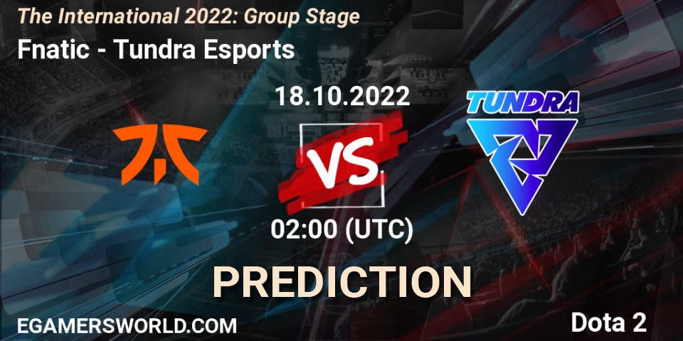 Fnatic vs Tundra Esports: Match Prediction. 18.10.2022 at 02:03, Dota 2, The International 2022: Group Stage