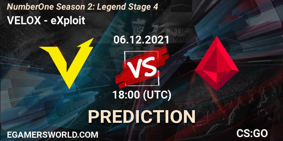 VELOX vs eXploit: Match Prediction. 06.12.2021 at 18:00, Counter-Strike (CS2), NumberOne Season 2: Legend Stage 4