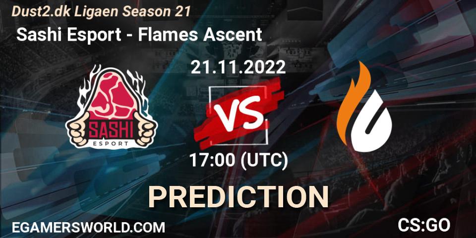  Sashi Esport vs Flames Ascent: Match Prediction. 21.11.2022 at 17:00, Counter-Strike (CS2), Dust2.dk Ligaen Season 21