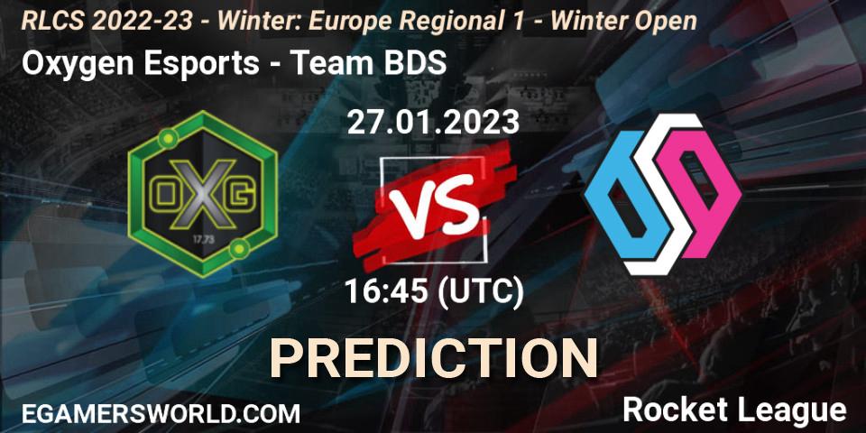 Oxygen Esports vs Team BDS: Match Prediction. 27.01.2023 at 16:45, Rocket League, RLCS 2022-23 - Winter: Europe Regional 1 - Winter Open