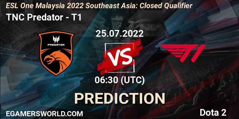 TNC Predator vs T1: Match Prediction. 25.07.2022 at 06:30, Dota 2, ESL One Malaysia 2022 Southeast Asia: Closed Qualifier