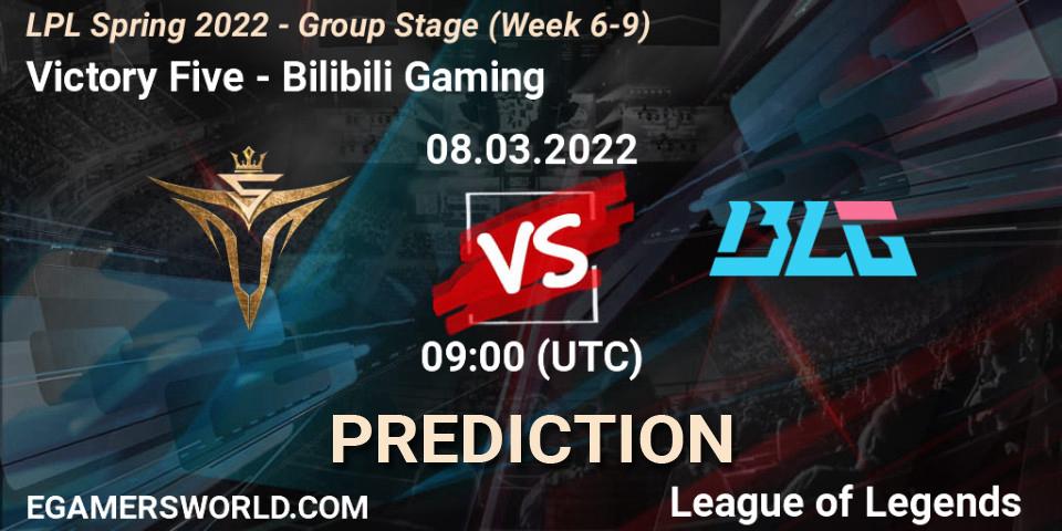 Victory Five vs Bilibili Gaming: Match Prediction. 08.03.2022 at 11:00, LoL, LPL Spring 2022 - Group Stage (Week 6-9)