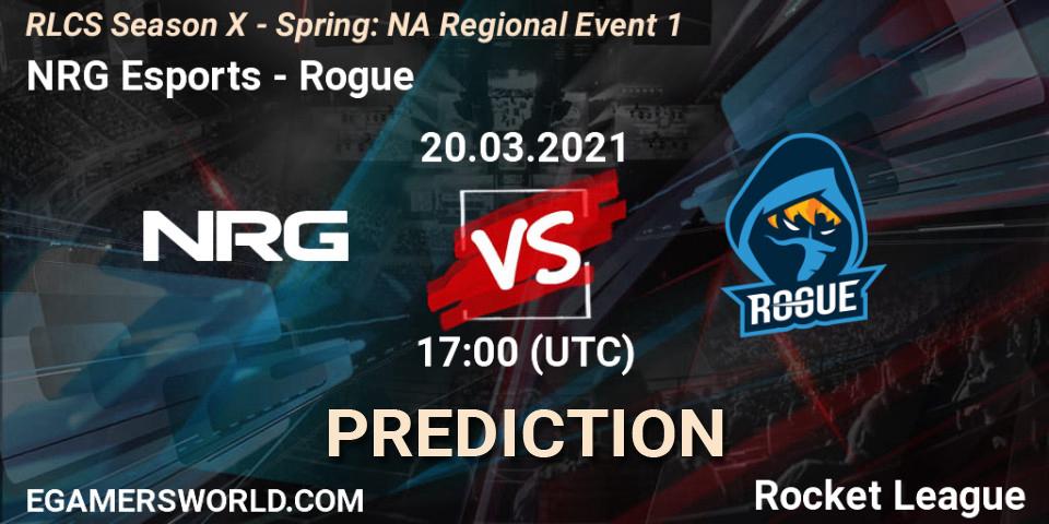 NRG Esports vs Rogue: Match Prediction. 20.03.2021 at 17:00, Rocket League, RLCS Season X - Spring: NA Regional Event 1