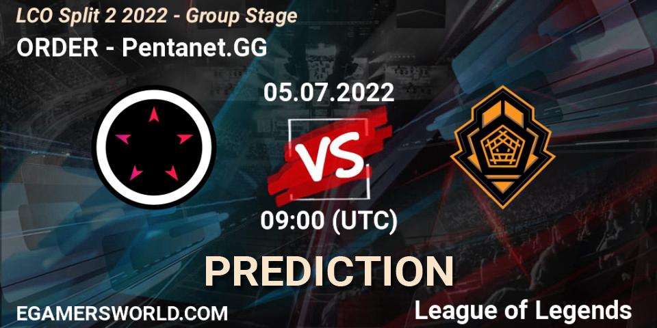 ORDER vs Pentanet.GG: Match Prediction. 05.07.22, LoL, LCO Split 2 2022 - Group Stage
