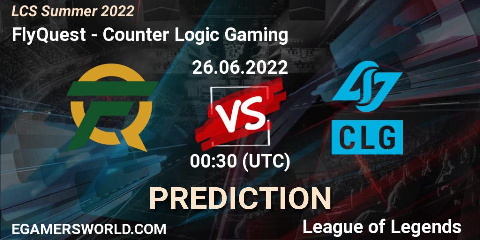 FlyQuest vs Counter Logic Gaming: Match Prediction. 26.06.2022 at 00:30, LoL, LCS Summer 2022