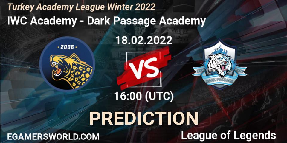 IWC Academy vs Dark Passage Academy: Match Prediction. 18.02.2022 at 16:00, LoL, Turkey Academy League Winter 2022