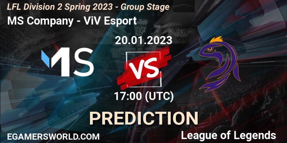 MS Company vs ViV Esport: Match Prediction. 20.01.2023 at 17:00, LoL, LFL Division 2 Spring 2023 - Group Stage