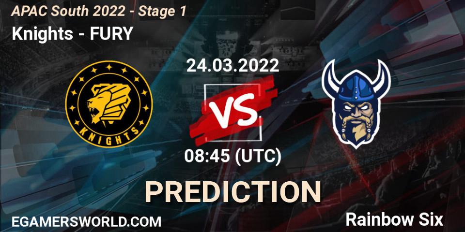 Knights vs FURY: Match Prediction. 24.03.2022 at 08:45, Rainbow Six, APAC South 2022 - Stage 1