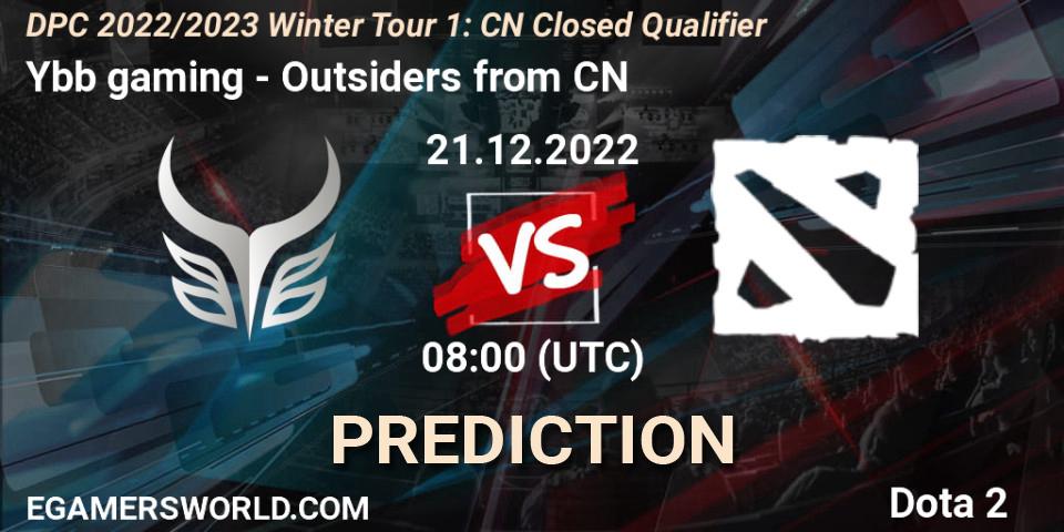 Ybb gaming vs Outsiders from CN: Match Prediction. 21.12.22, Dota 2, DPC 2022/2023 Winter Tour 1: CN Closed Qualifier