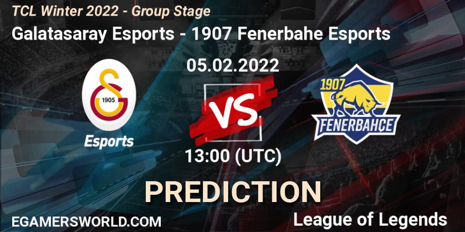 Galatasaray Esports vs 1907 Fenerbahçe Esports: Match Prediction. 05.02.2022 at 13:00, LoL, TCL Winter 2022 - Group Stage