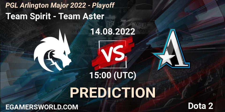 Team Spirit vs Team Aster: Match Prediction. 14.08.2022 at 15:00, Dota 2, PGL Arlington Major 2022 - Playoff