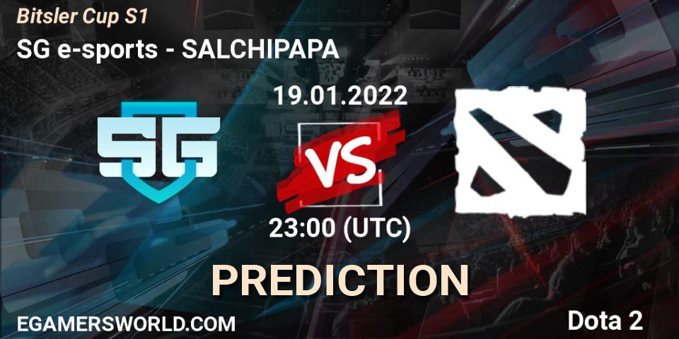 SG e-sports vs SALCHIPAPA: Match Prediction. 20.01.2022 at 00:06, Dota 2, Bitsler Cup S1