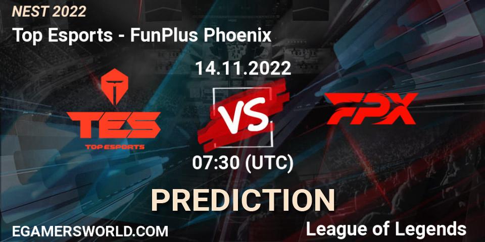 Top Esports vs FunPlus Phoenix: Match Prediction. 14.11.22, LoL, NEST 2022