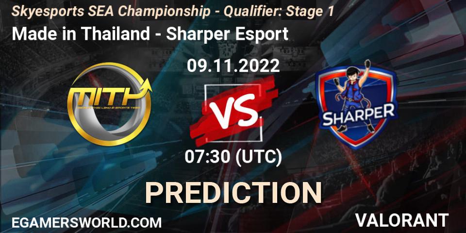 Made in Thailand vs Sharper Esport: Match Prediction. 09.11.2022 at 07:30, VALORANT, Skyesports SEA Championship - Qualifier: Stage 1