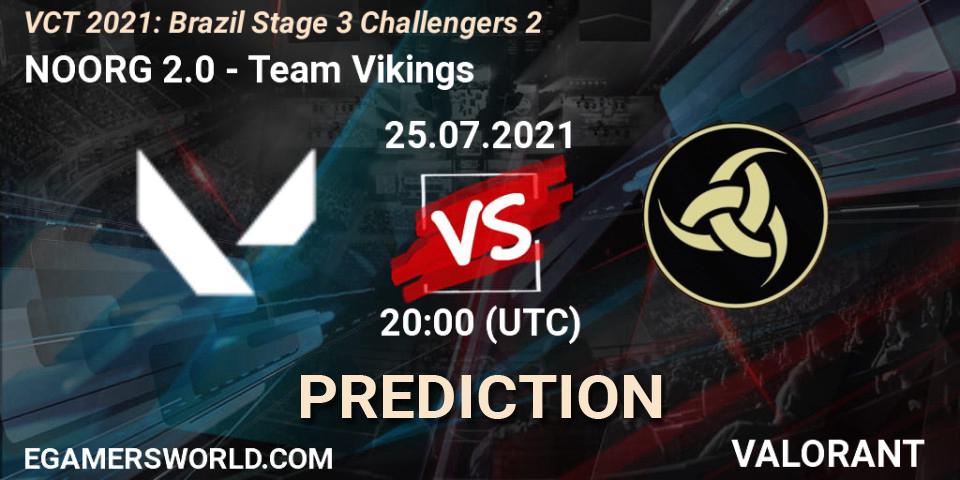 NOORG 2.0 vs Team Vikings: Match Prediction. 25.07.2021 at 20:00, VALORANT, VCT 2021: Brazil Stage 3 Challengers 2