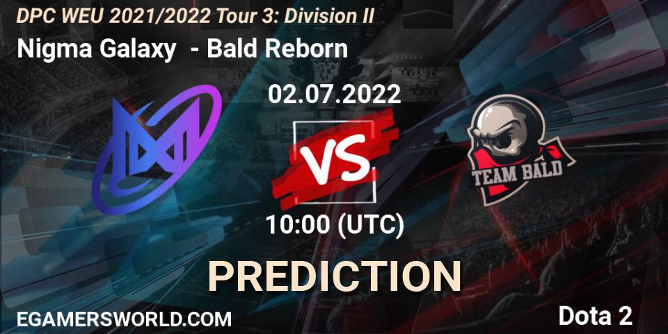 Nigma Galaxy vs Bald Reborn: Match Prediction. 02.07.2022 at 09:55, Dota 2, DPC WEU 2021/2022 Tour 3: Division II