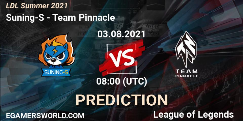 Suning-S vs Team Pinnacle: Match Prediction. 03.08.21, LoL, LDL Summer 2021