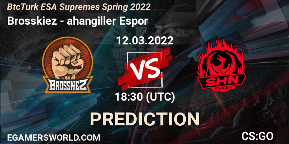 Brosskiez vs Şahangiller Espor: Match Prediction. 12.03.2022 at 18:00, Counter-Strike (CS2), BtcTurk ESA Supremes Spring 2022