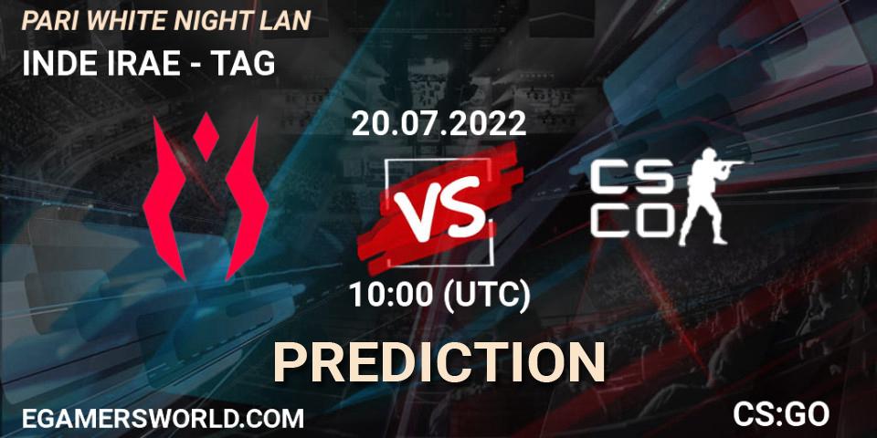 INDE IRAE vs TAG: Match Prediction. 20.07.2022 at 11:45, Counter-Strike (CS2), PARI WHITE NIGHT LAN
