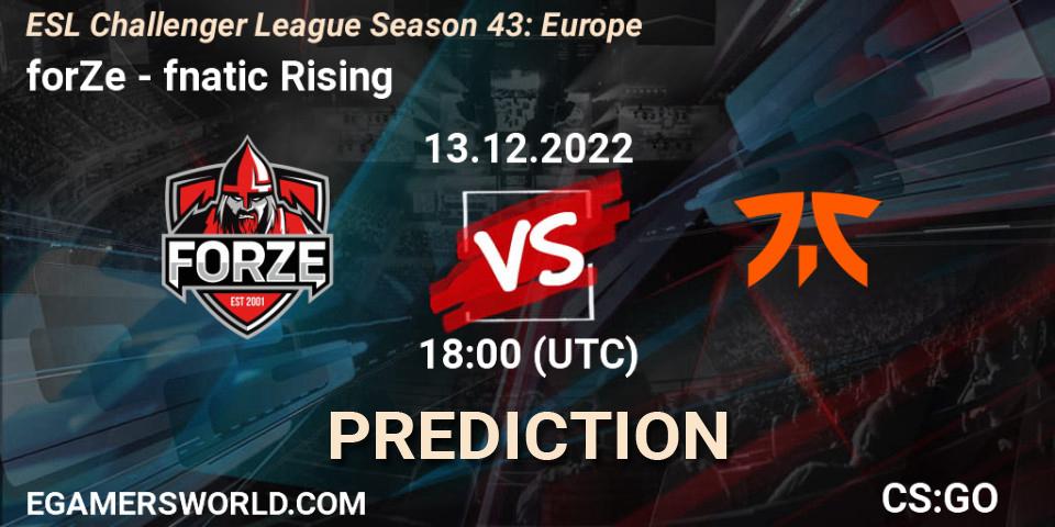 forZe vs fnatic Rising: Match Prediction. 13.12.2022 at 18:00, Counter-Strike (CS2), ESL Challenger League Season 43: Europe