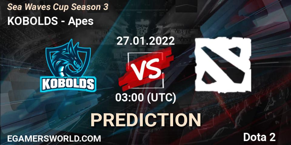 KOBOLDS vs Apes: Match Prediction. 27.01.2022 at 03:07, Dota 2, Sea Waves Cup Season 3