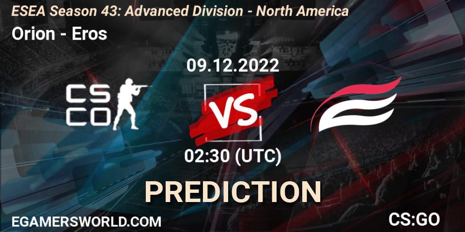 Orion vs Eros: Match Prediction. 09.12.22, CS2 (CS:GO), ESEA Season 43: Advanced Division - North America