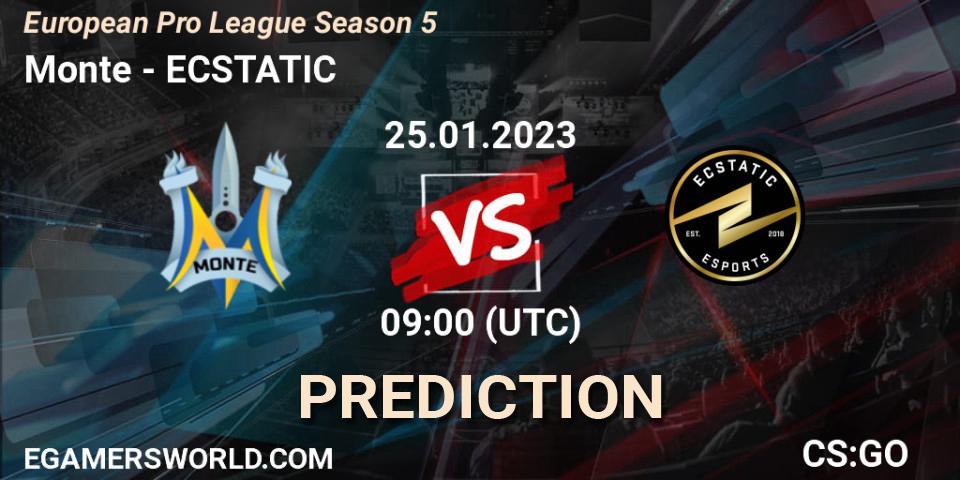Monte vs ECSTATIC: Match Prediction. 25.01.23, CS2 (CS:GO), European Pro League Season 5