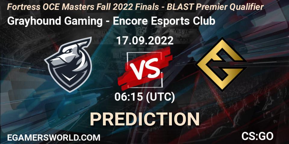 Grayhound Gaming vs Encore Esports Club: Match Prediction. 17.09.22, CS2 (CS:GO), Fortress OCE Masters 2022