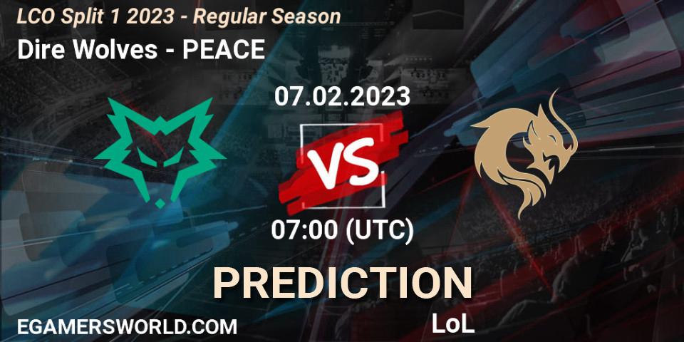 Dire Wolves vs PEACE: Match Prediction. 07.02.23, LoL, LCO Split 1 2023 - Regular Season