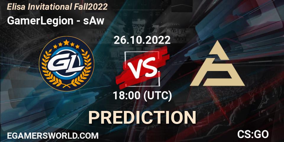 GamerLegion vs sAw: Match Prediction. 26.10.2022 at 18:00, Counter-Strike (CS2), Elisa Invitational Fall 2022