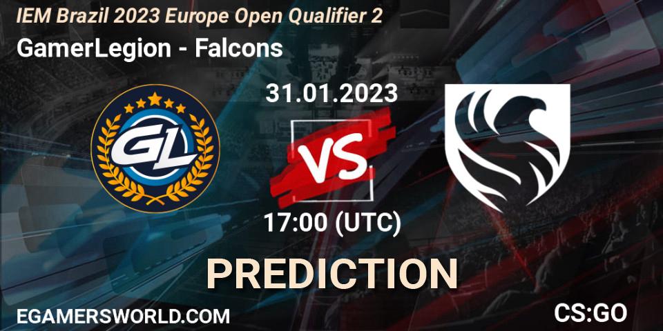 GamerLegion vs Falcons: Match Prediction. 31.01.2023 at 17:00, Counter-Strike (CS2), IEM Brazil Rio 2023 Europe Open Qualifier 2