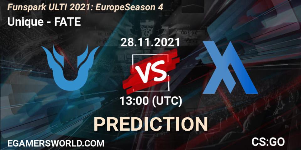 Unique vs FATE: Match Prediction. 28.11.2021 at 13:30, Counter-Strike (CS2), Funspark ULTI 2021: Europe Season 4