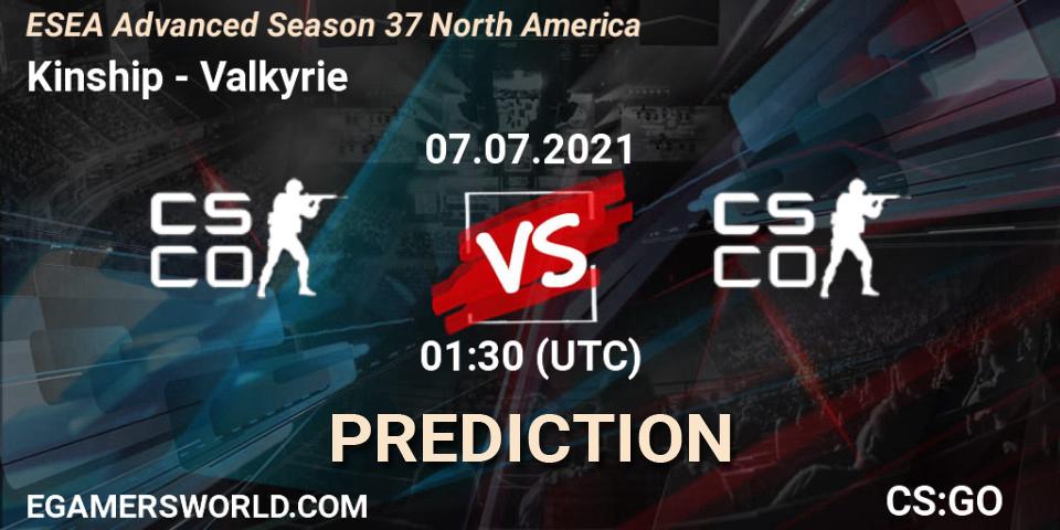 Kinship vs Valkyrie: Match Prediction. 07.07.21, CS2 (CS:GO), ESEA Season 37: Advanced Division - North America