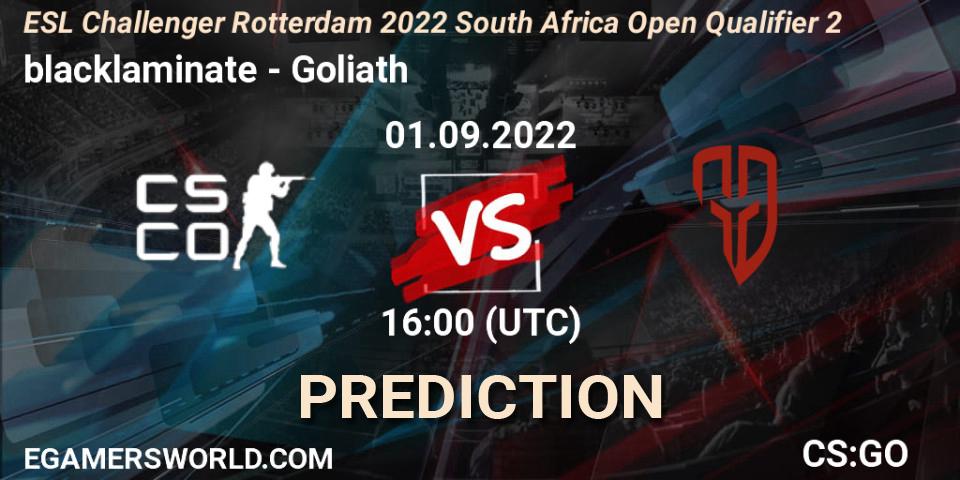 blacklaminate vs Goliath: Match Prediction. 01.09.2022 at 16:00, Counter-Strike (CS2), ESL Challenger Rotterdam 2022 South Africa Open Qualifier 2