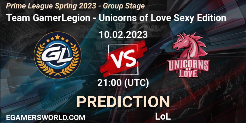 Team GamerLegion vs Unicorns of Love Sexy Edition: Match Prediction. 10.02.23, LoL, Prime League Spring 2023 - Group Stage