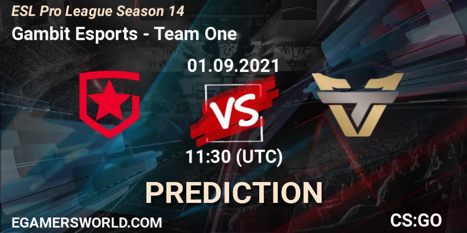 Gambit Esports vs Team One: Match Prediction. 01.09.2021 at 11:30, Counter-Strike (CS2), ESL Pro League Season 14